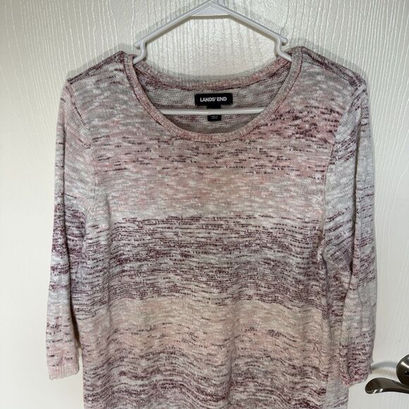 Land’s End Women’s Cotton Blend Ombre Heather Pullover Sweater Casual Basic LP - Picture 3 of 11